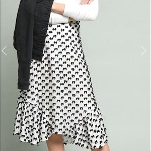 Anthropologie Eva Franco Mod Textured Midi Length Skirt White Black  Size 2